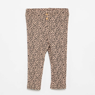 Legging long côtelé à motif BEIGE