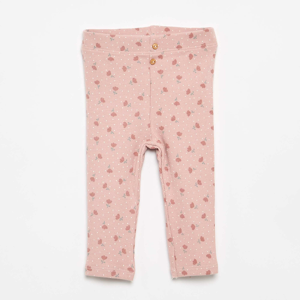 Legging long côtelé à motif ROSE