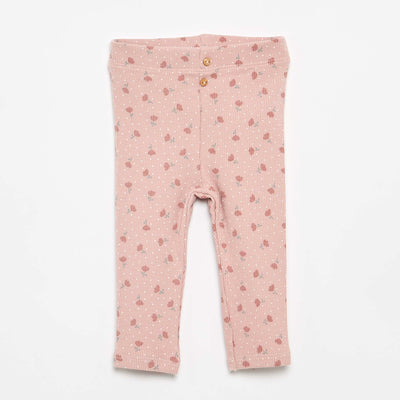 Legging long côtelé à motif ROSE