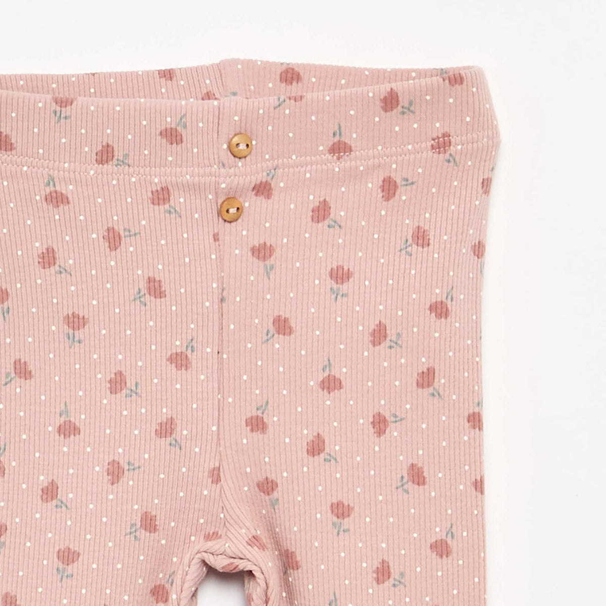 Legging long côtelé à motif ROSE