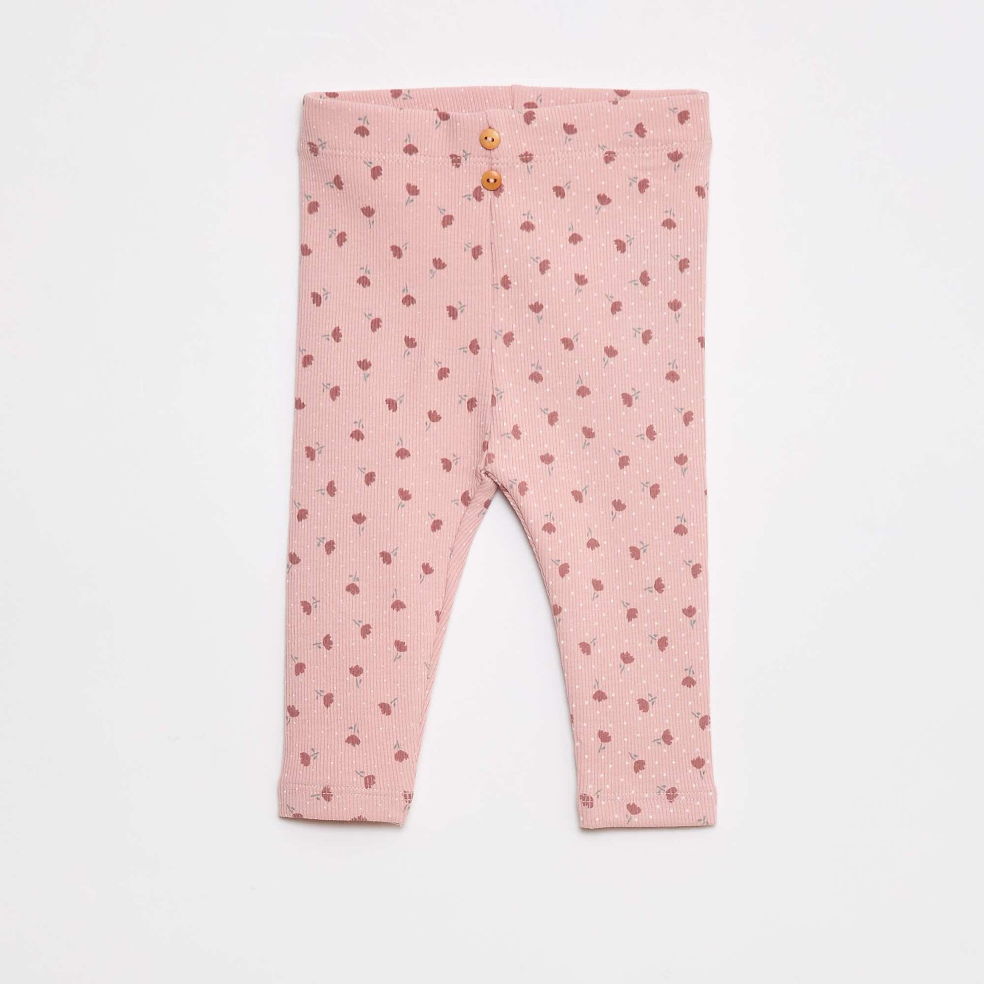 Leggings long côtelé à motif ROSE
