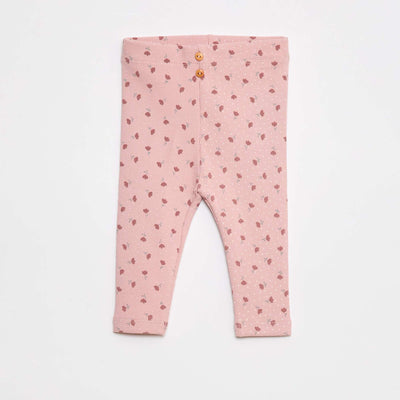 Leggings long côtelé à motif ROSE
