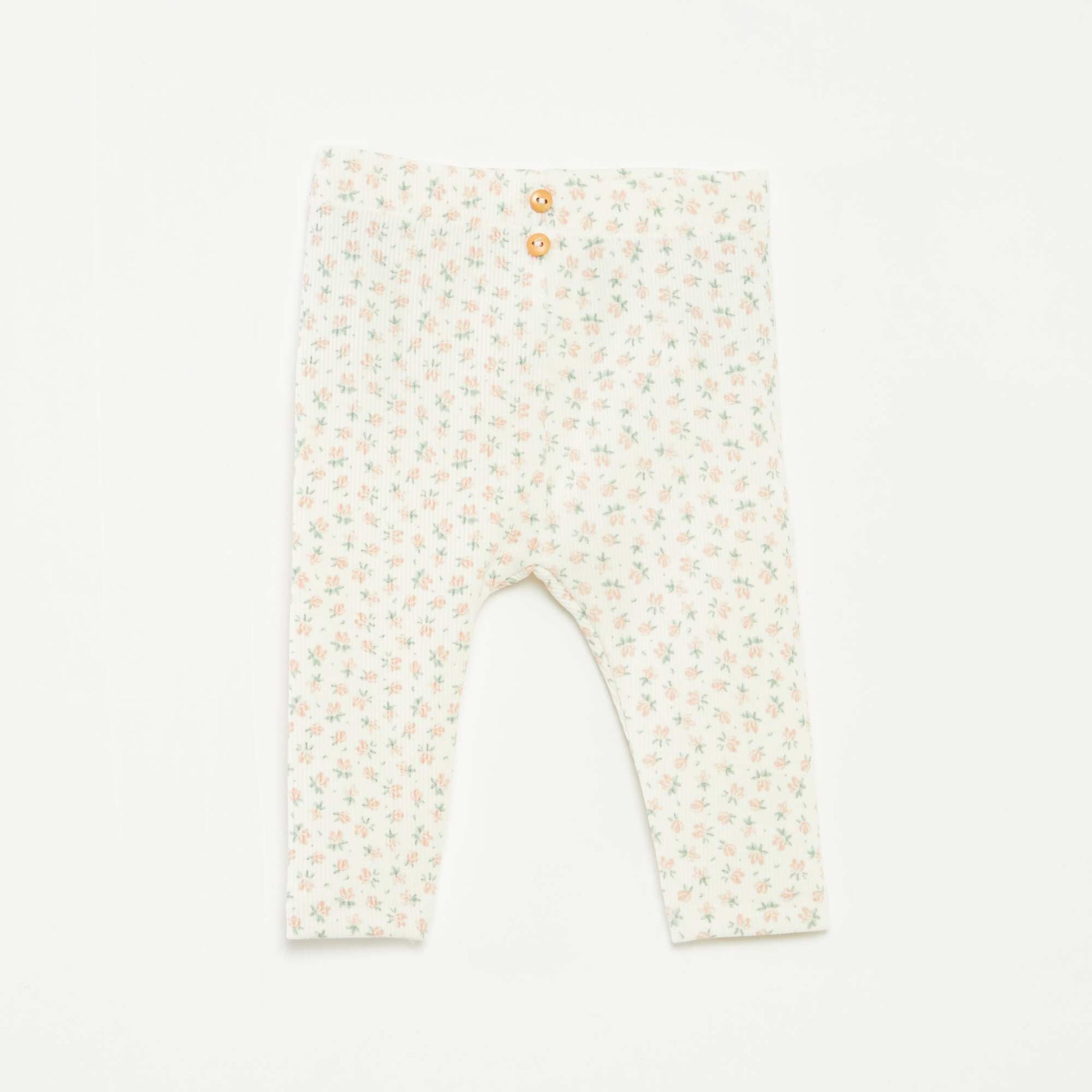 Leggings long côtelé à motif BLANC
