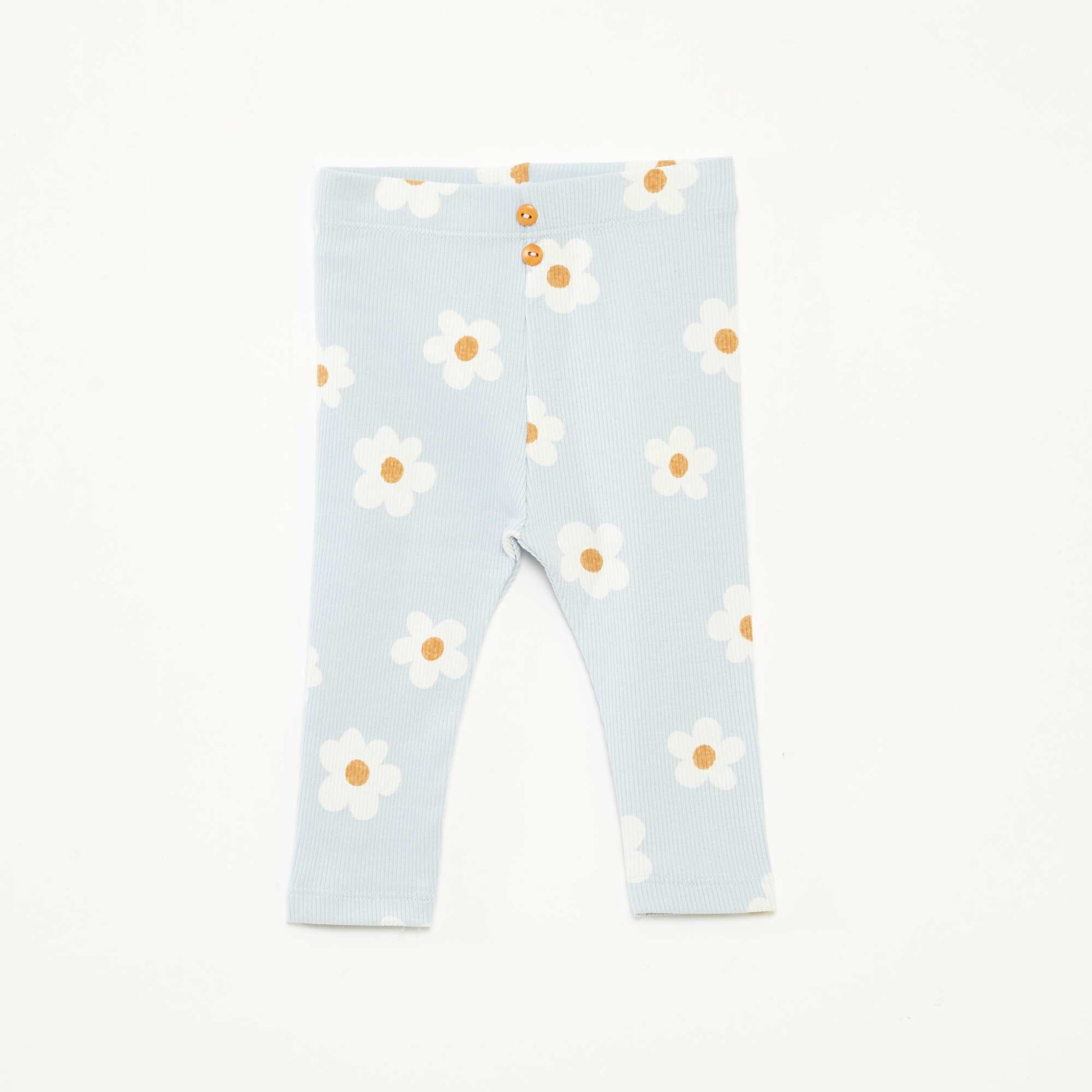 Leggings long côtelé à motif BLEU