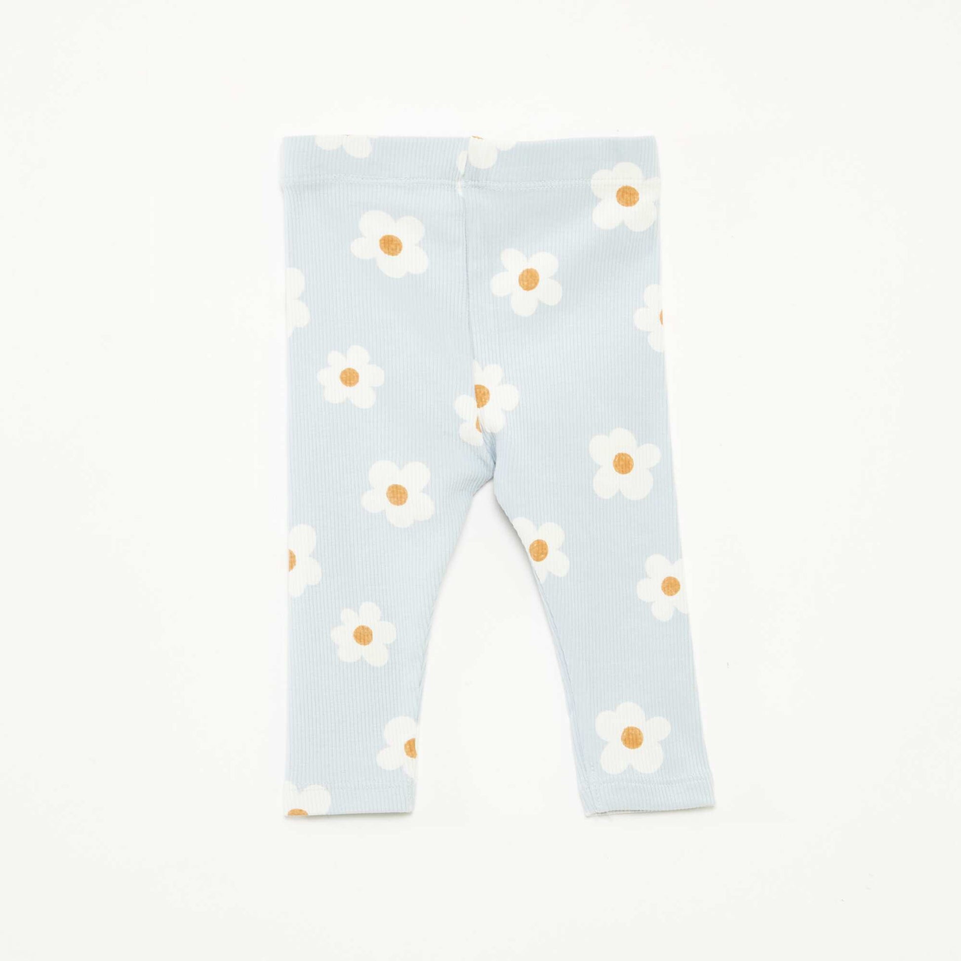 Leggings long côtelé à motif BLEU