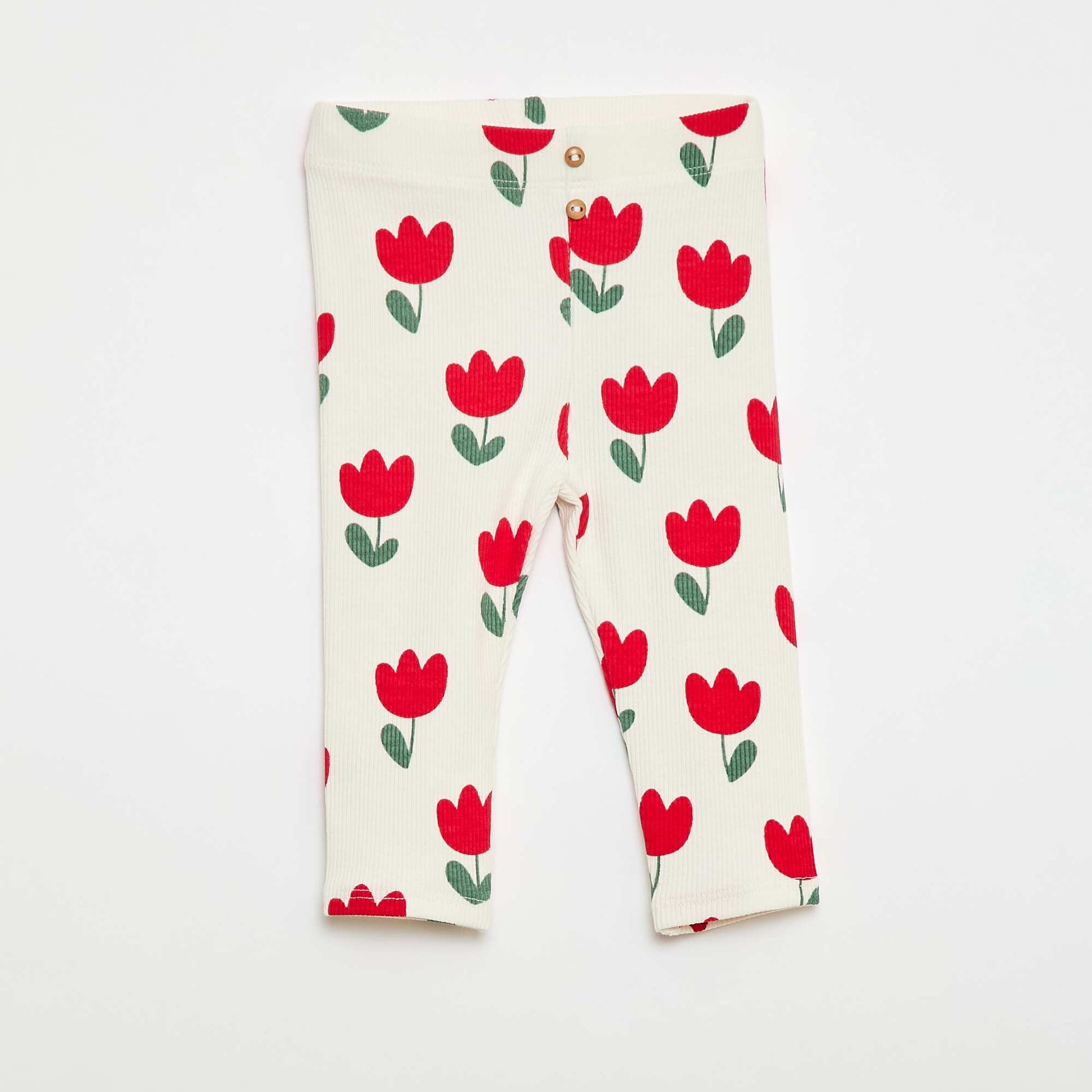 Leggings long côtelé à motif BLANC