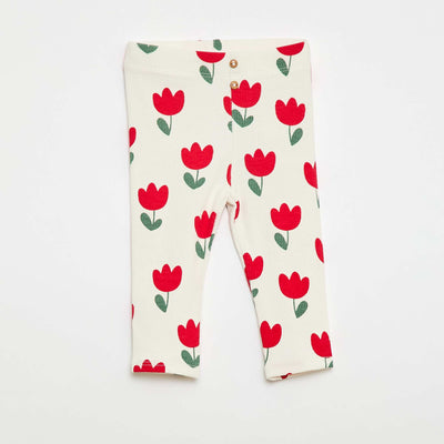 Leggings long côtelé à motif BLANC