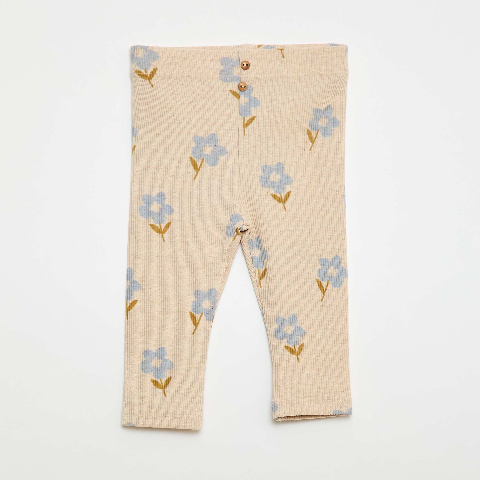 Leggings long côtelé à motif BEIGE