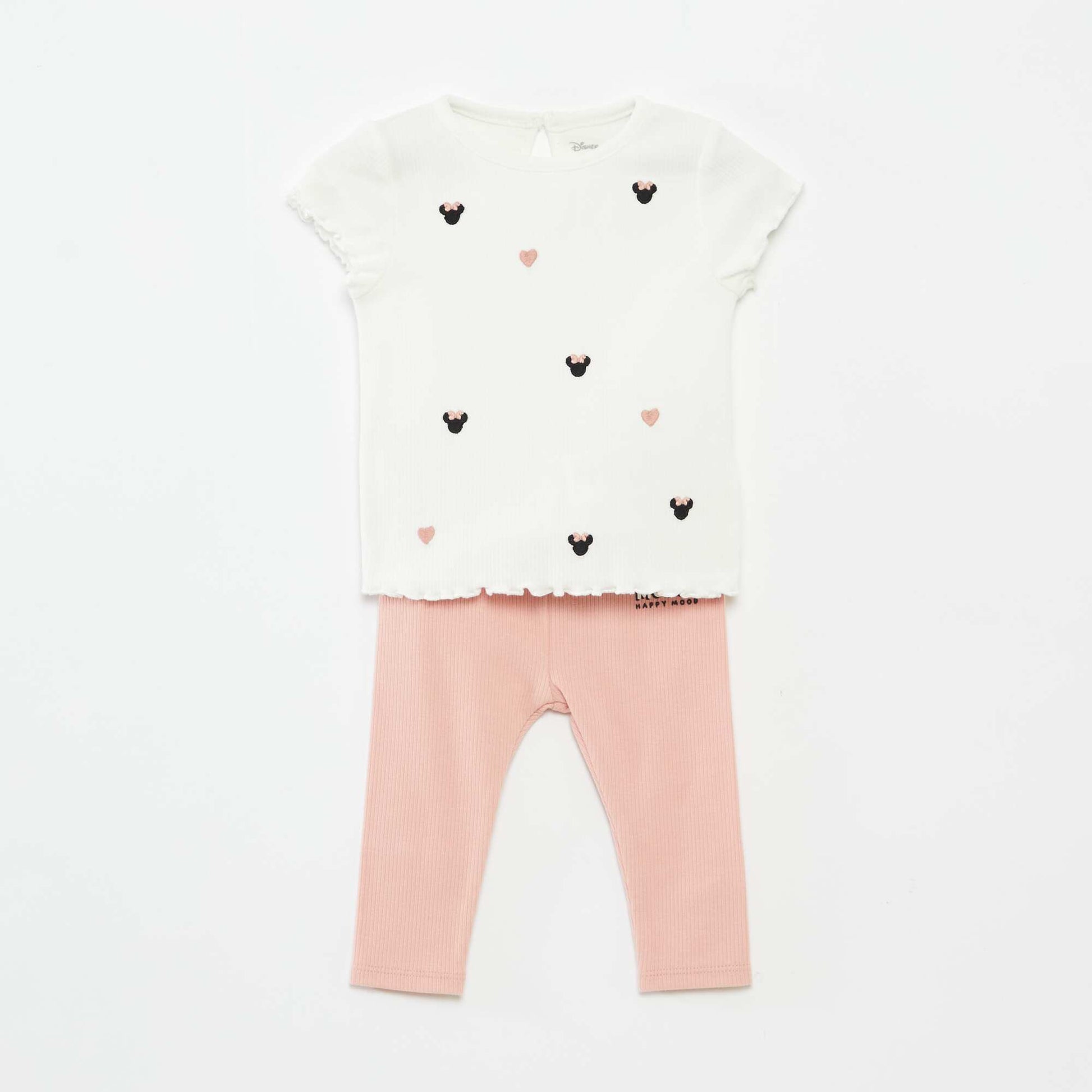 Ensemble t-shirt + legging côtelé 'Minnie' - 2 personnes BLANC