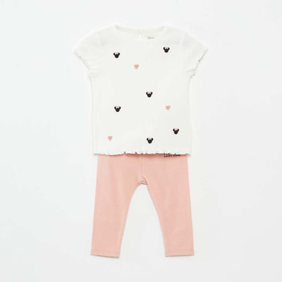 Ensemble t-shirt + legging côtelé 'Minnie' - 2 personnes BLANC