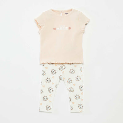 Ensemble t-shirt + legging côtelé 'Marie' - 2 personnes ROSE