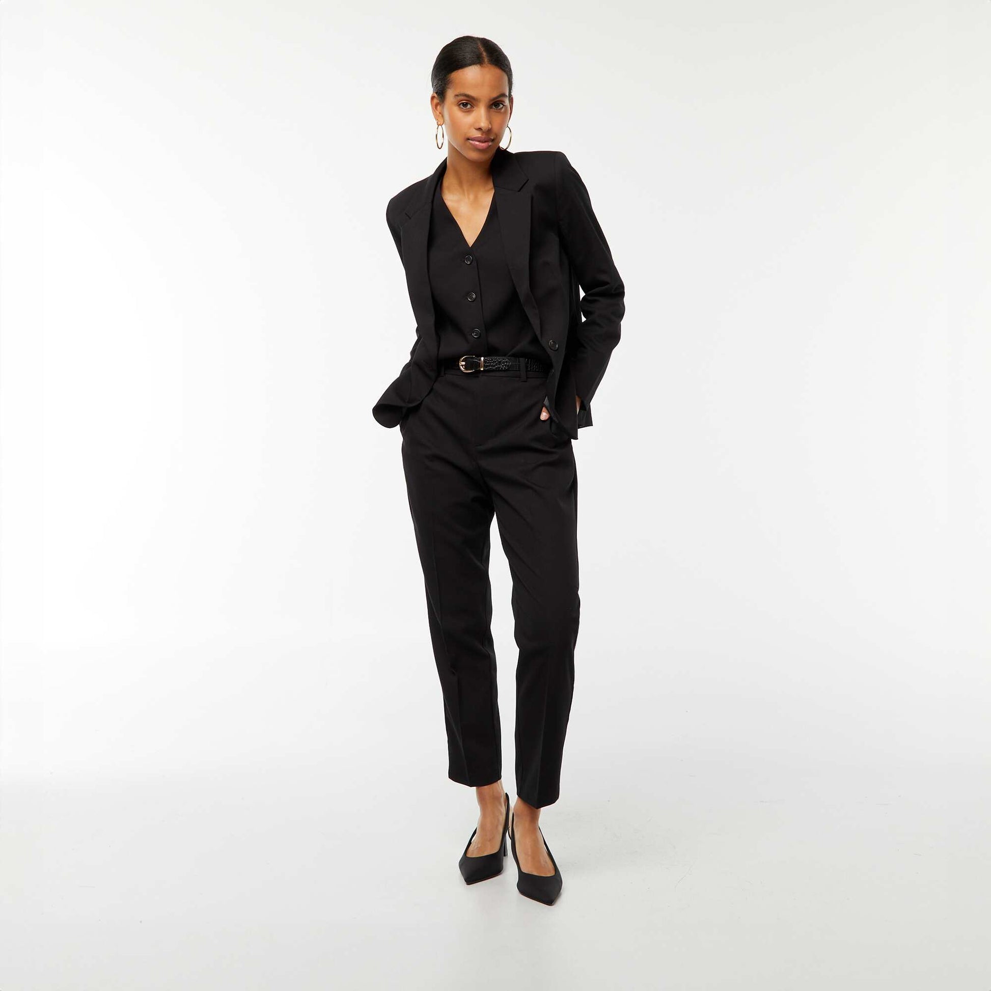 Pantalon cigarette uni avec 2 poches NOIR