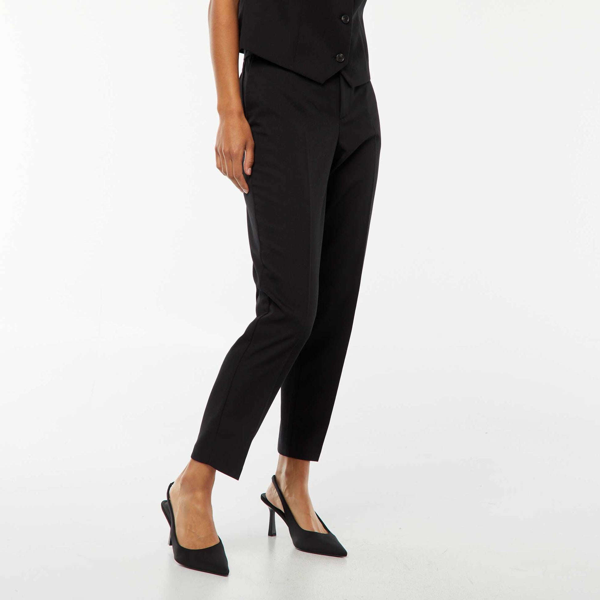 Pantalon cigarette uni avec 2 poches NOIR
