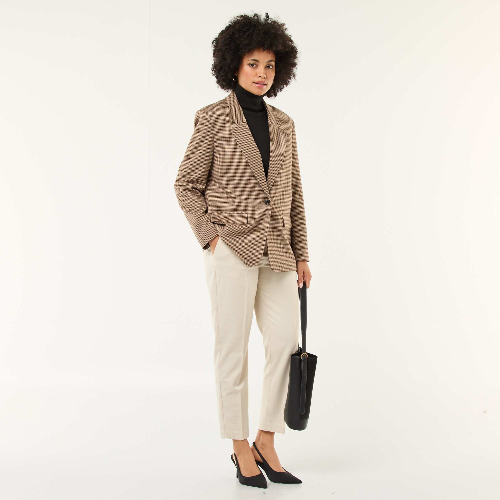 Pantalon cigarette uni avec 2 poches BEIGE