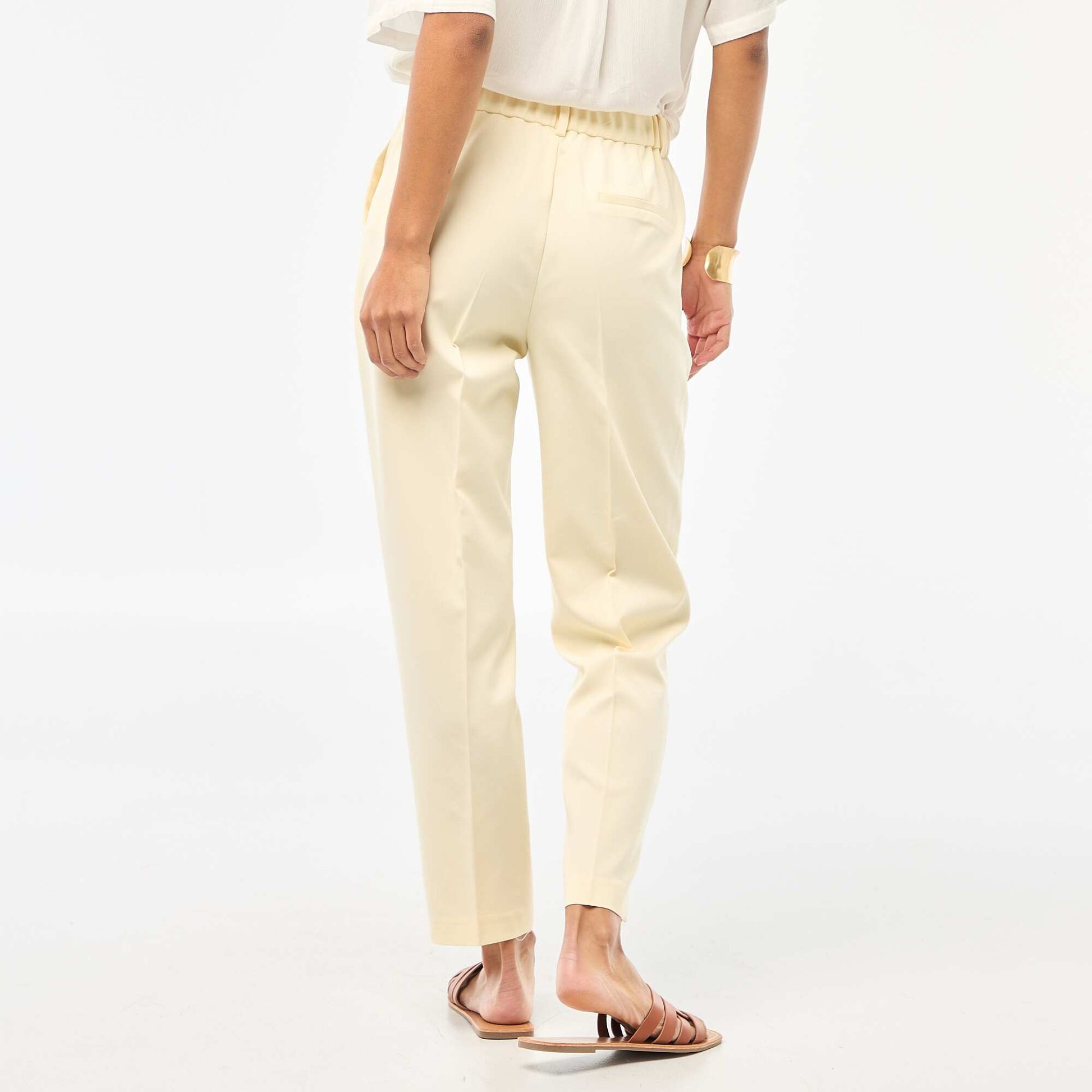 Pantalon cigarette uni avec 2 poches BEIGE