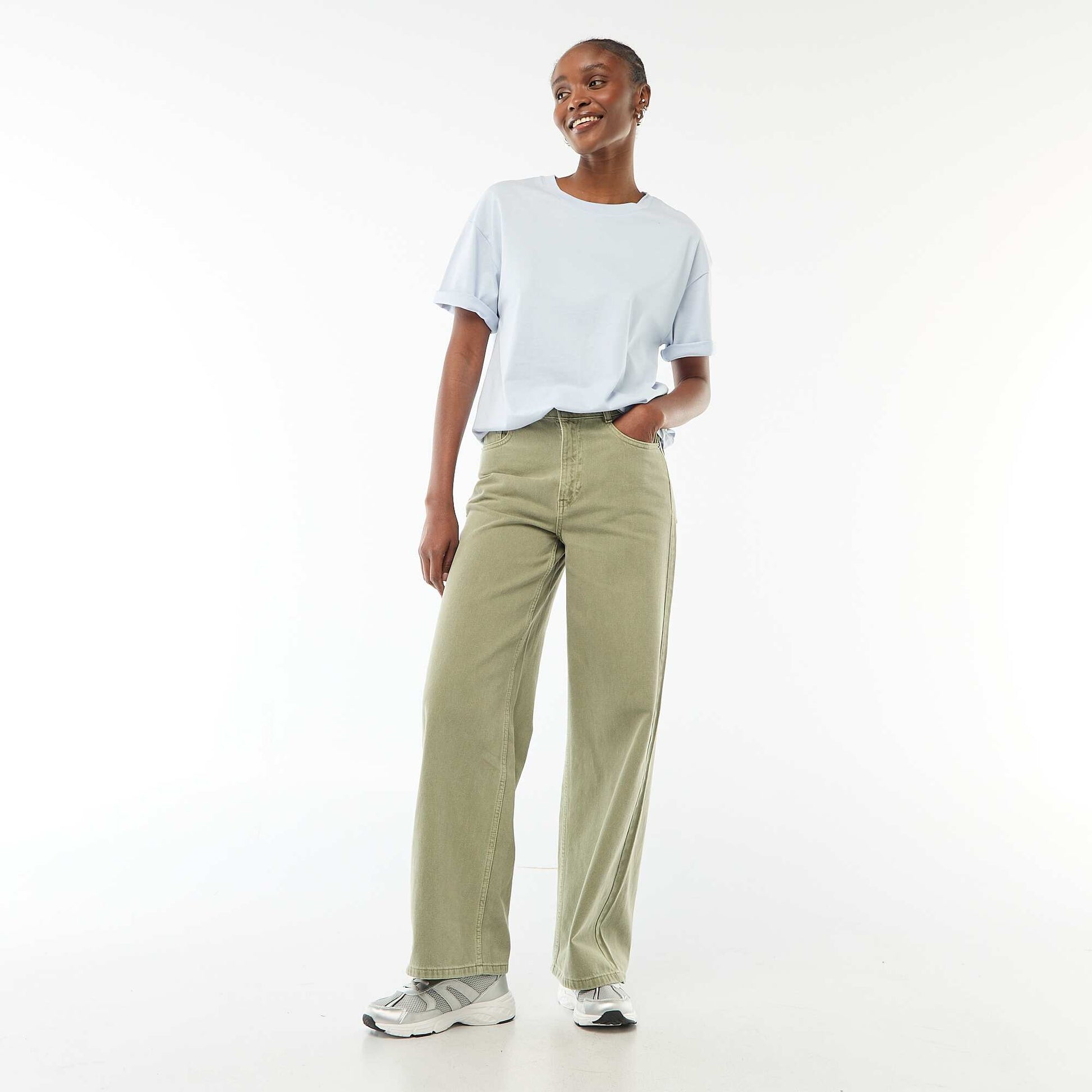 Jean Wide leg taille haute VERT