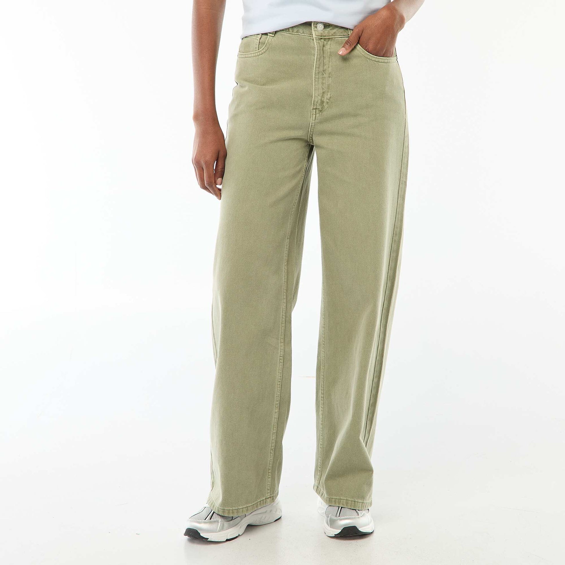 Jean Wide leg taille haute VERT