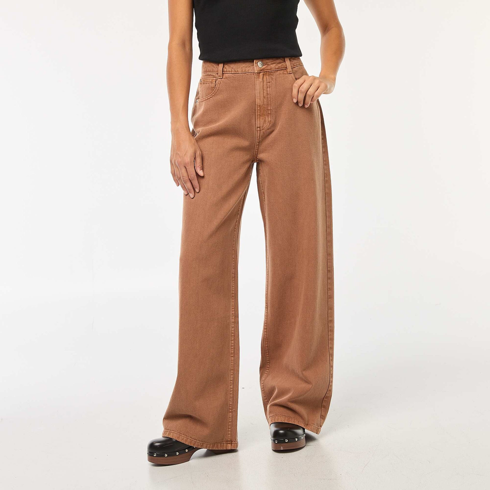 Jean Wide leg taille haute MARRON