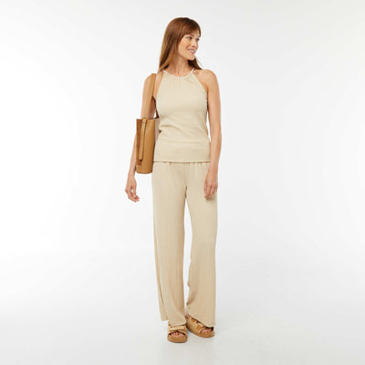 Pantalon large en maille gaufrée GRIS