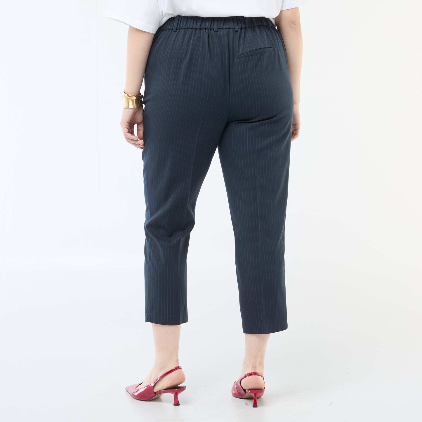 Pantalon cigarette avec ouverture par crochet et zippée BLEU