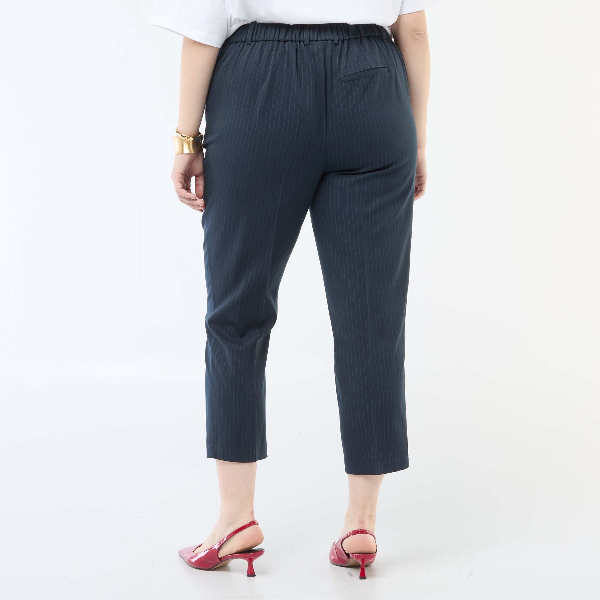 Pantalon cigarette avec ouverture par crochet et zippée BLEU