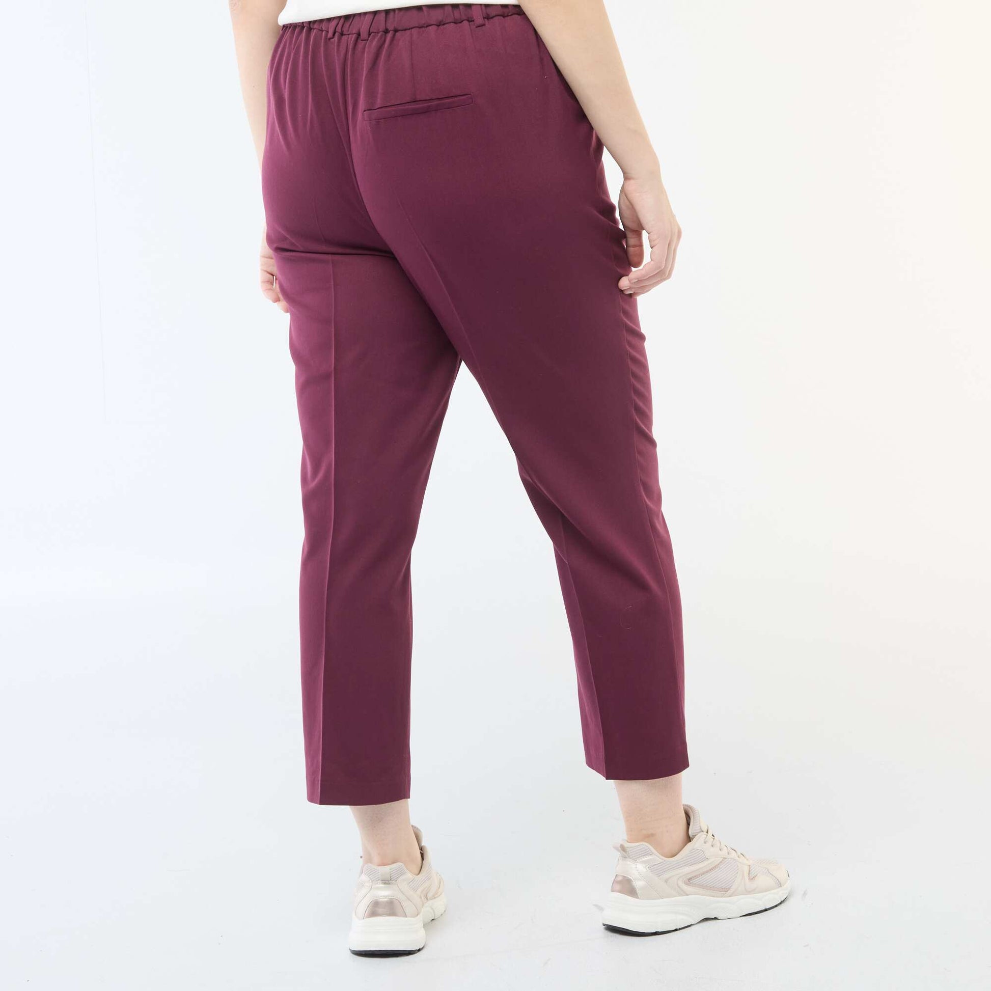 Pantalon cigarette avec ouverture par crochet et zippée ROUGE