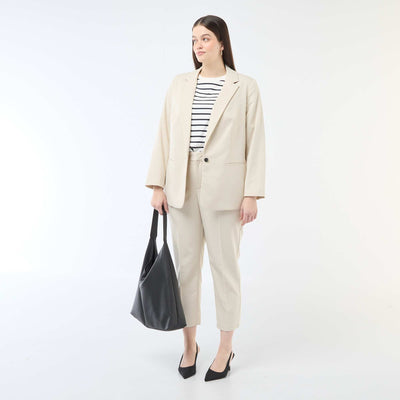 Pantalon cigarette avec ouverture par crochet et zippée BEIGE