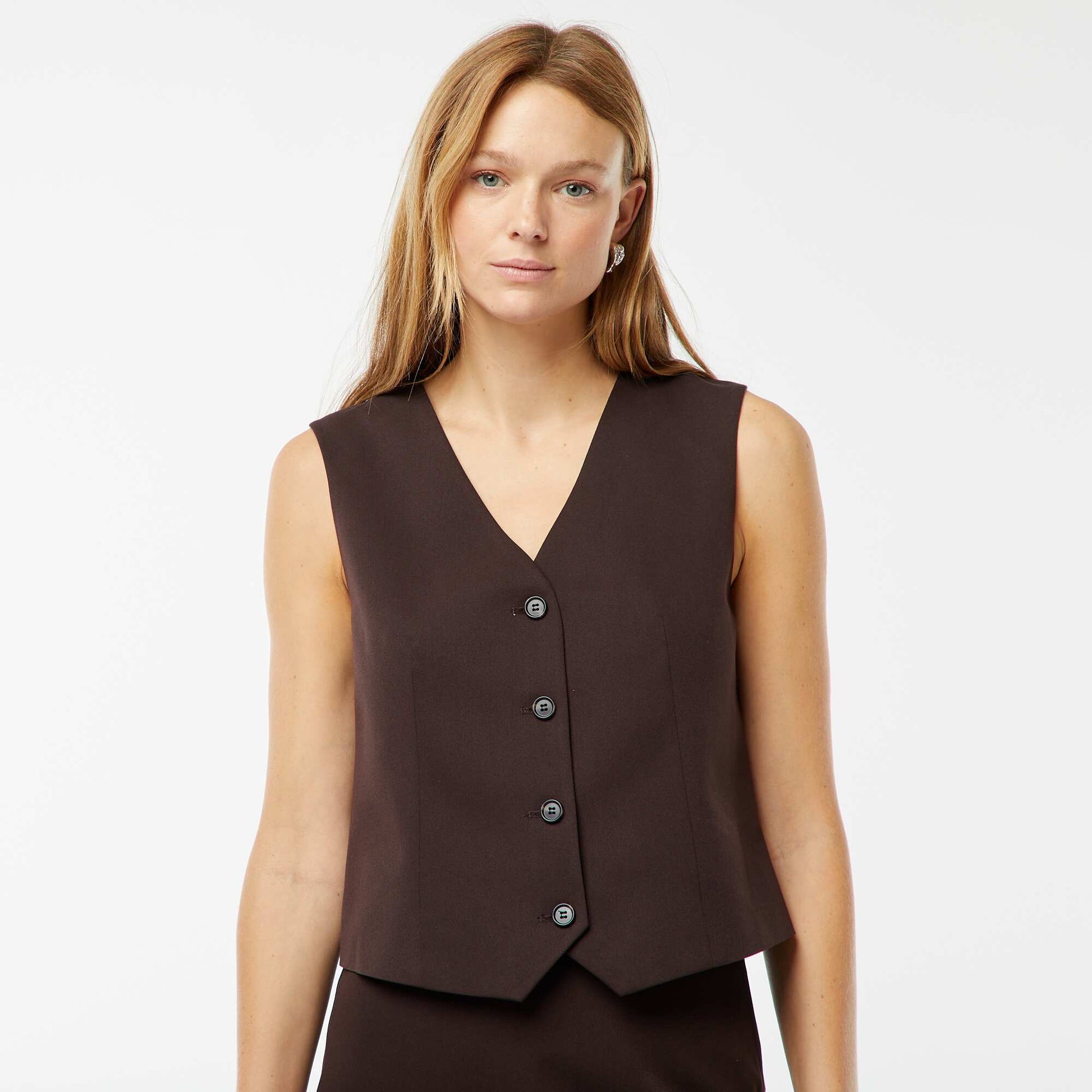 Gilet boutonné sans manches MARRON