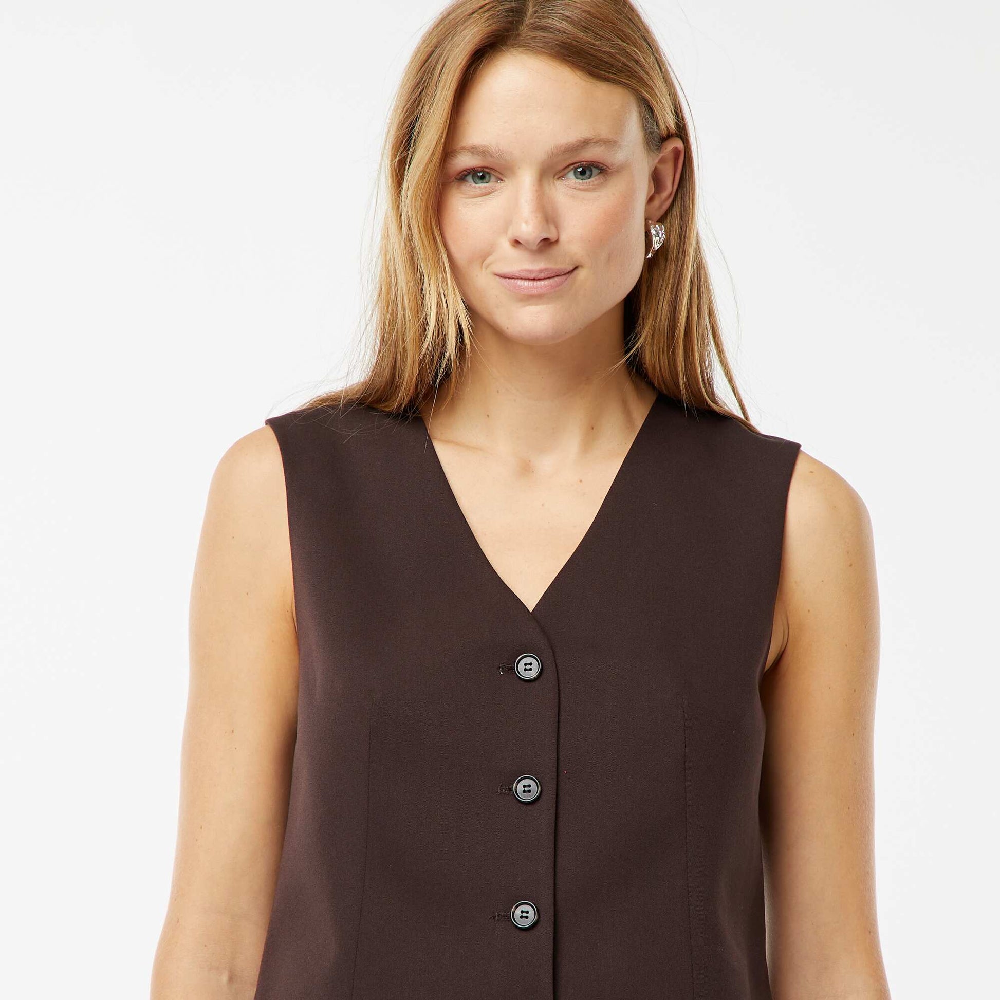 Gilet boutonné sans manches MARRON