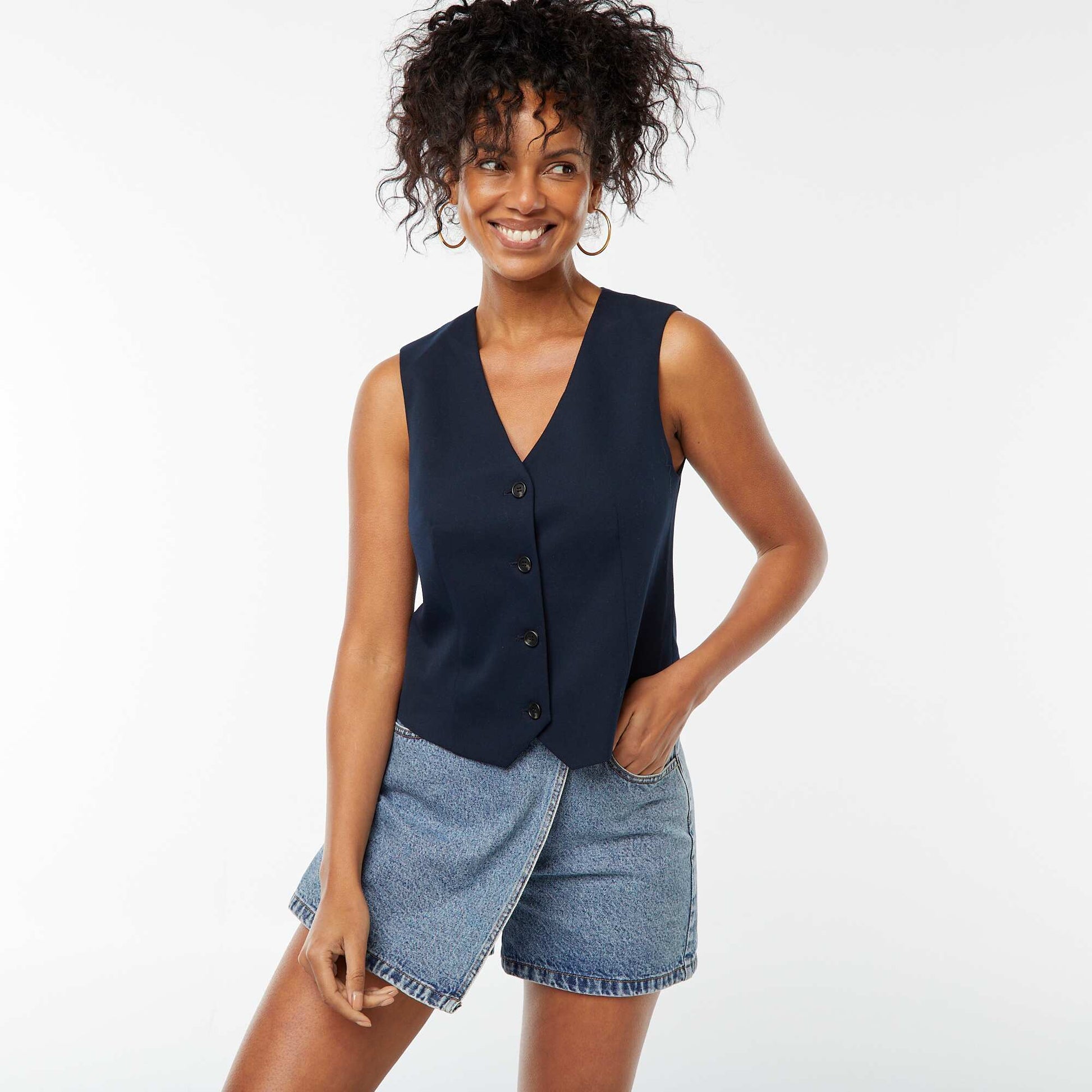 Gilet boutonné sans manches BLEU
