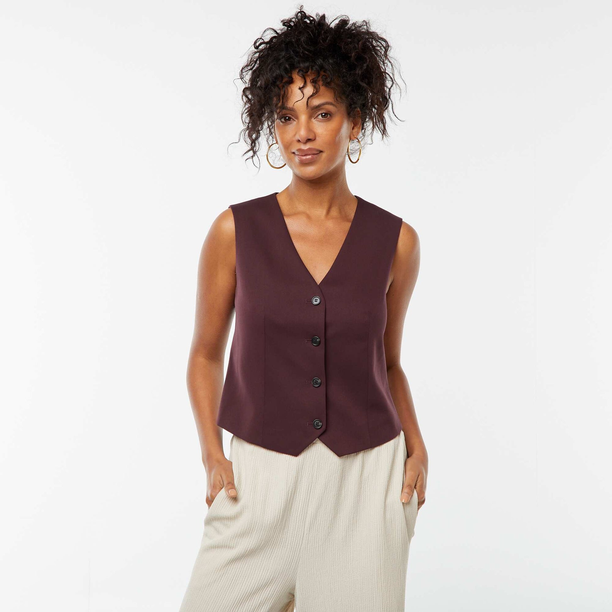 Gilet boutonné sans manches VIOLET