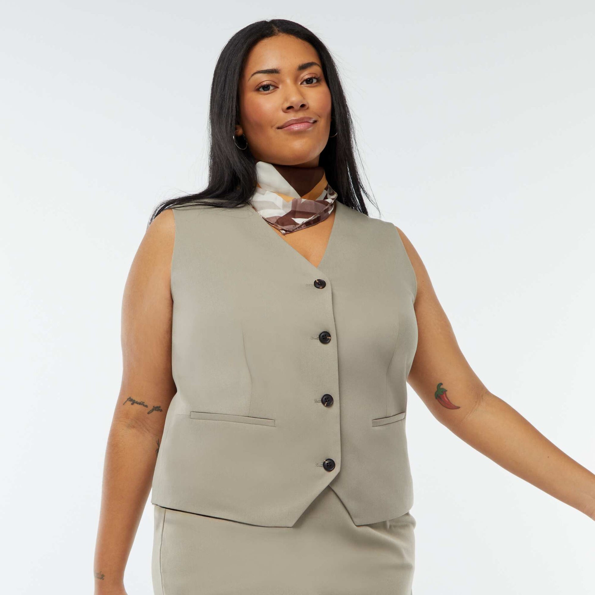 Veste sans manches avec ouverture boutonnée VERT