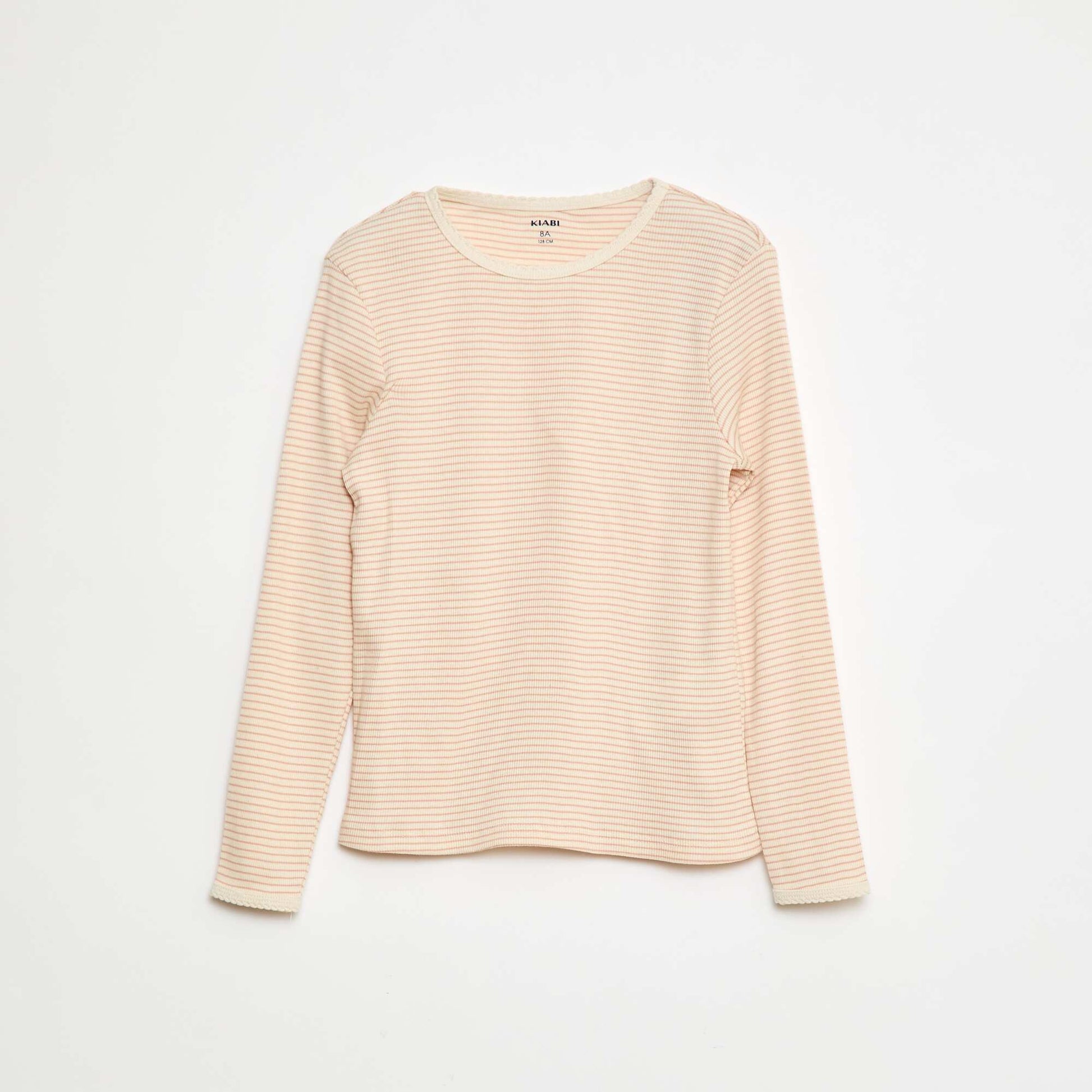 Pyjama long imprimé rayé - 2 pièces BEIGE