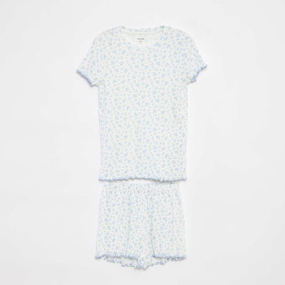 Pyjama court t-shirt + short côtelés - 2 pièces BLEU