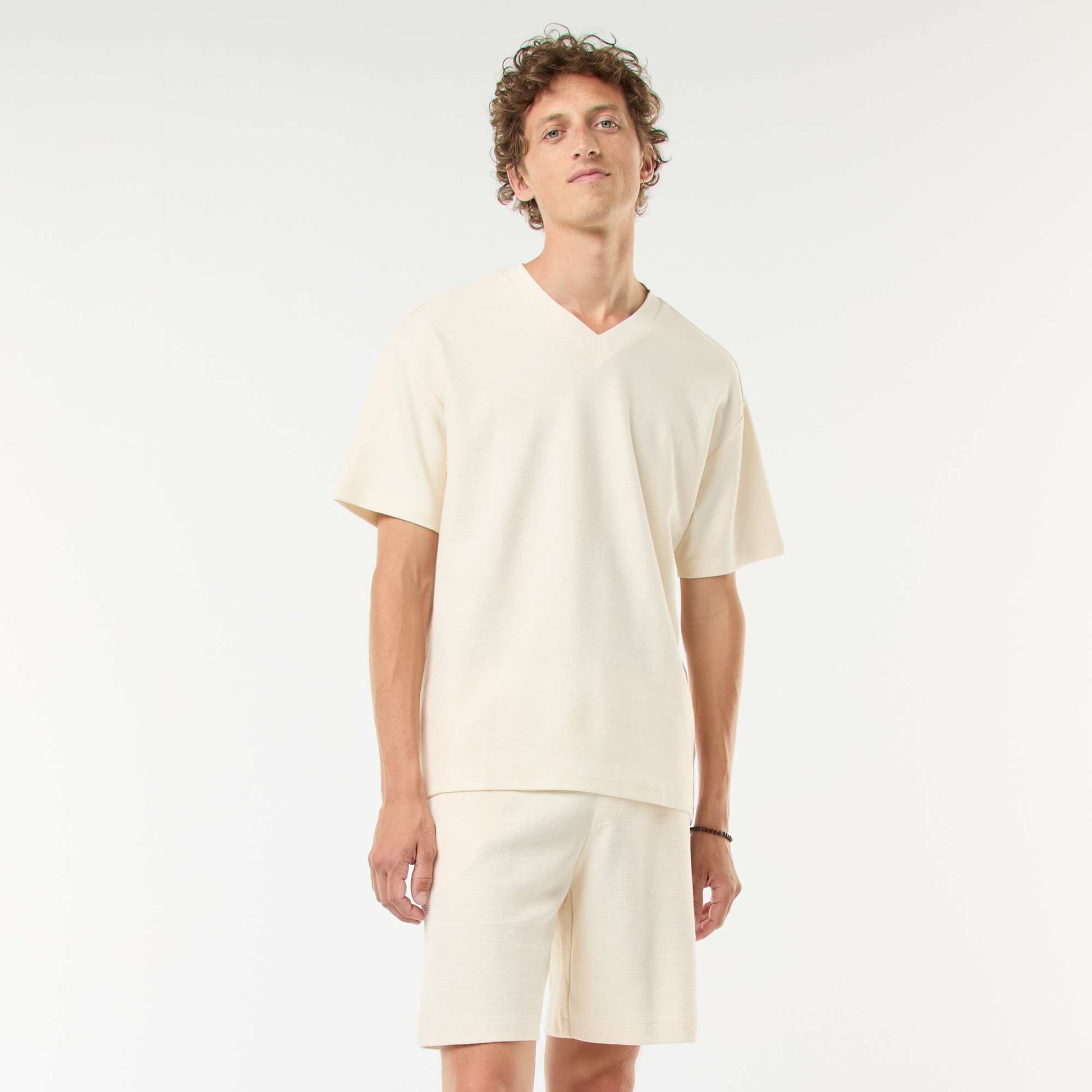 Short de sport avec poches en maille fantaisie BLANC