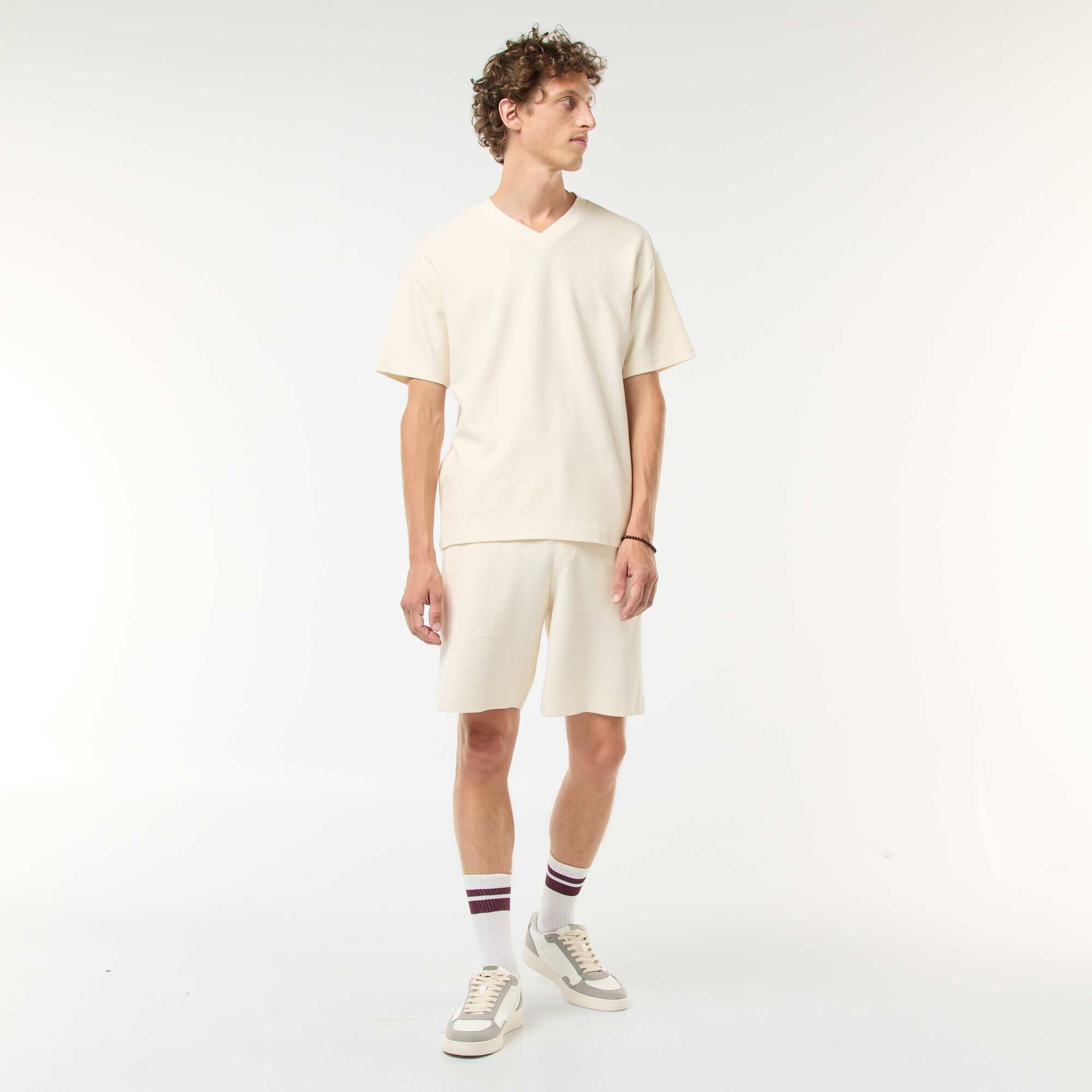 Short de sport avec poches en maille fantaisie BLANC