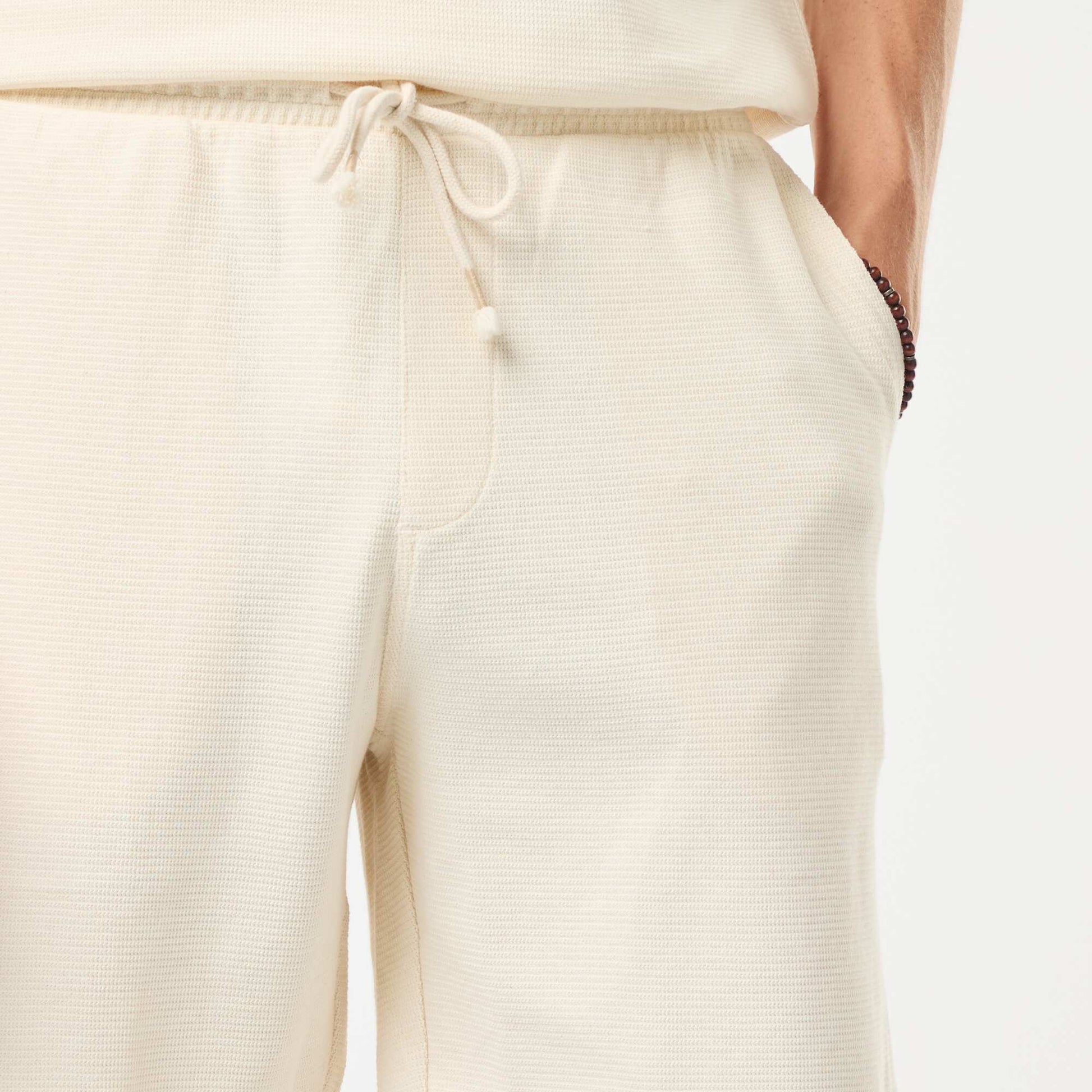 Short de sport avec poches en maille fantaisie BLANC