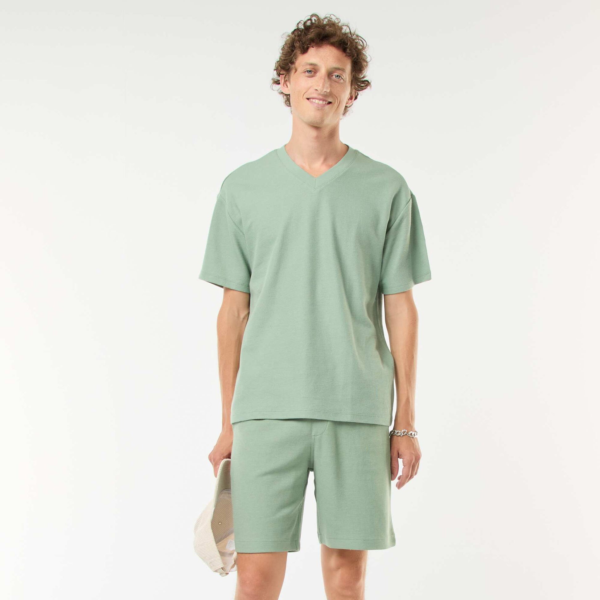 Short de sport avec poches en maille fantaisie VERT