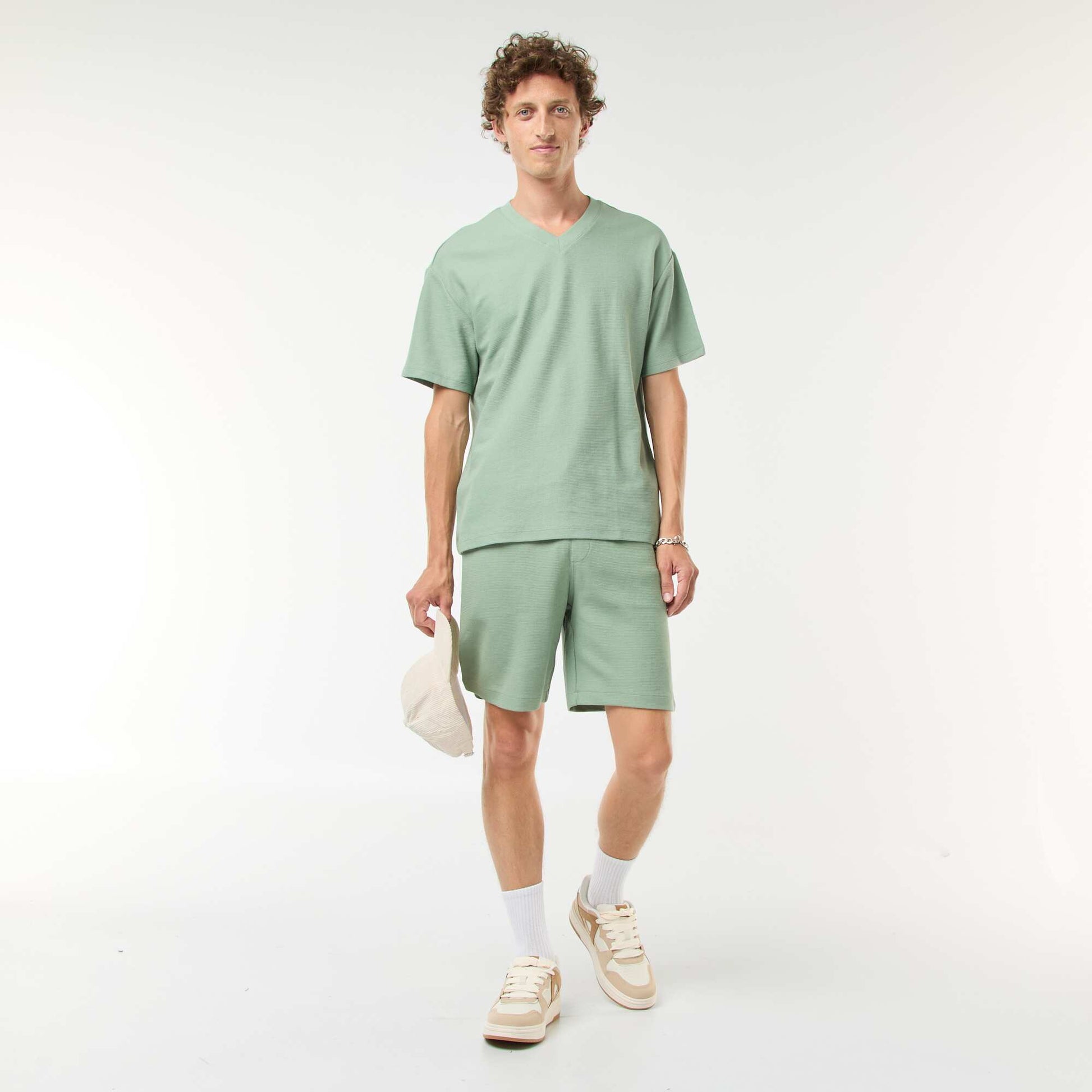 Short de sport avec poches en maille fantaisie VERT
