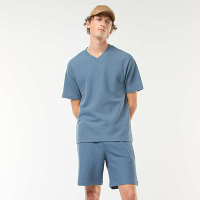 Short de sport avec poches en maille fantaisie BLEU