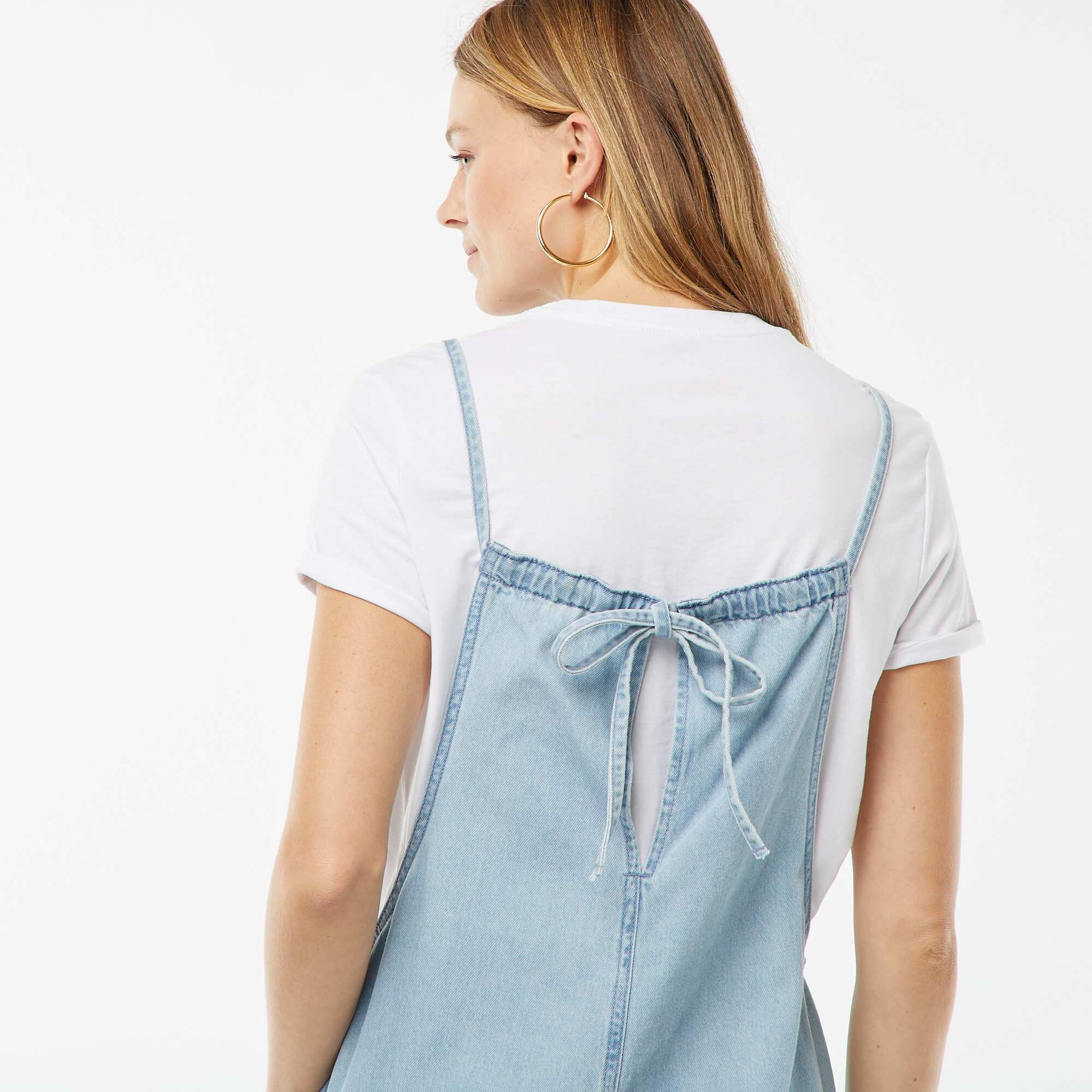 Salopette large en jean BLEU