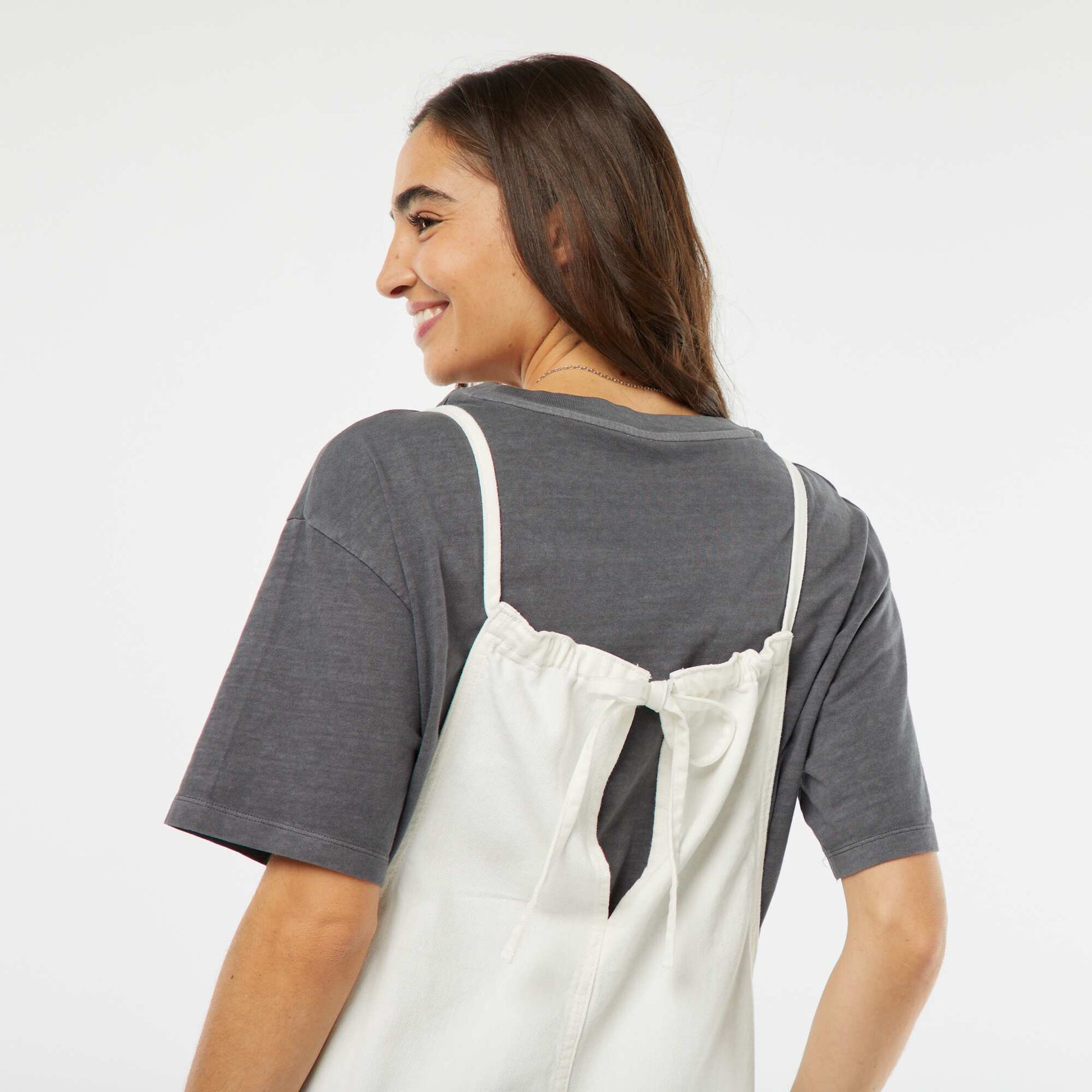 Salopette large en jean BLANC