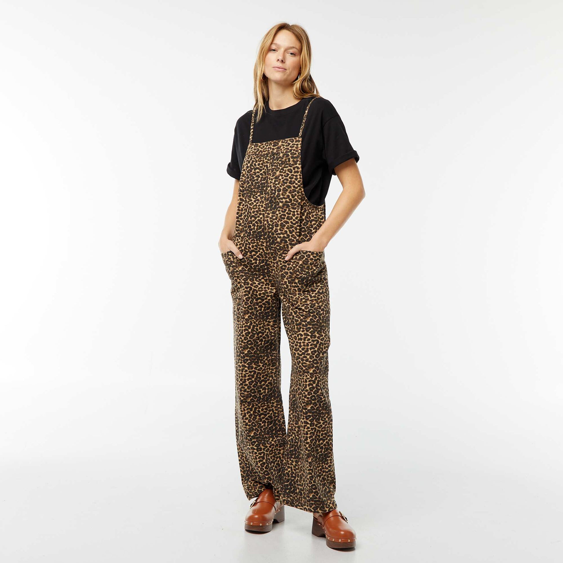 Salopette large en jean BEIGE
