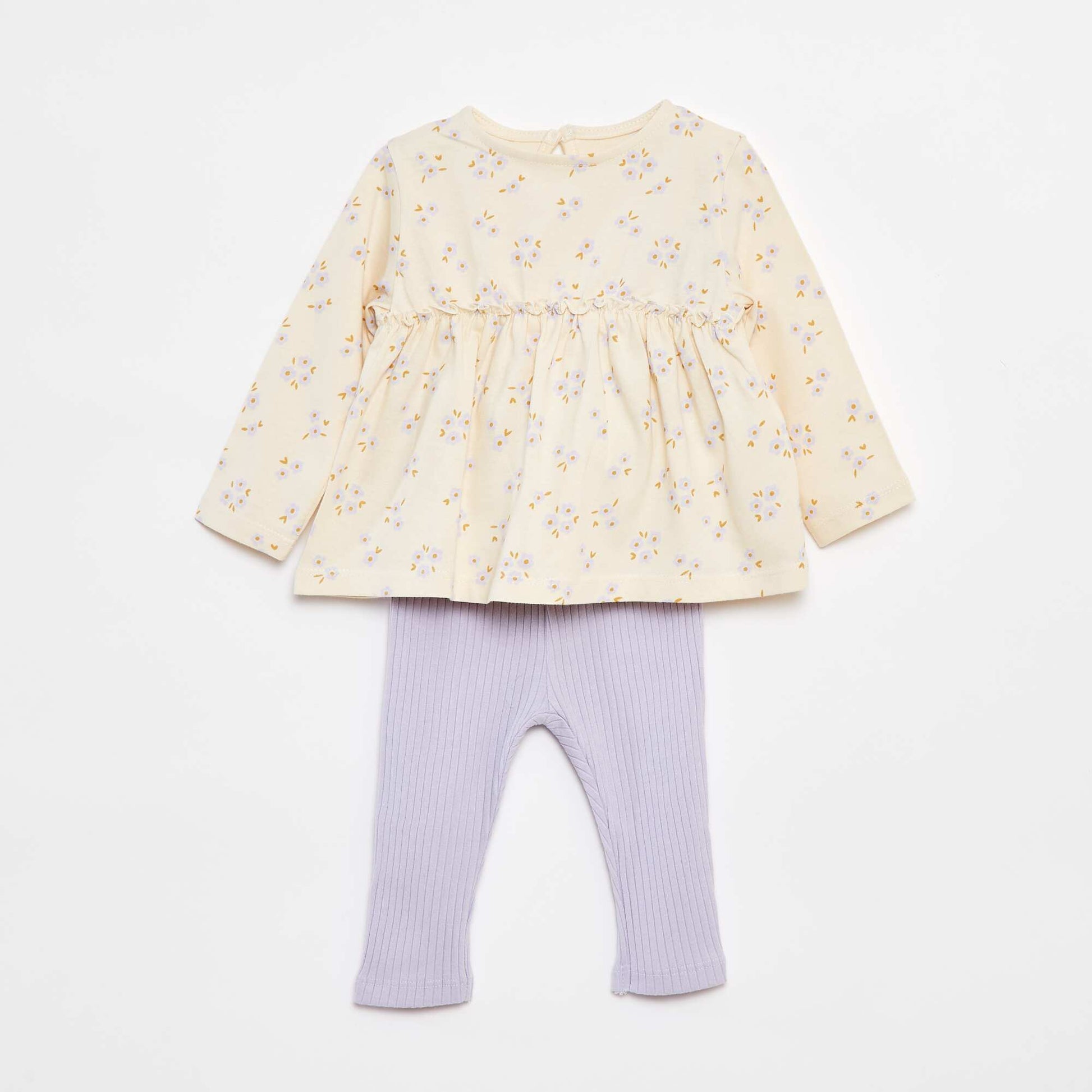 Ensemble t-shirt + legging côtelé - 2 pièces BLANC