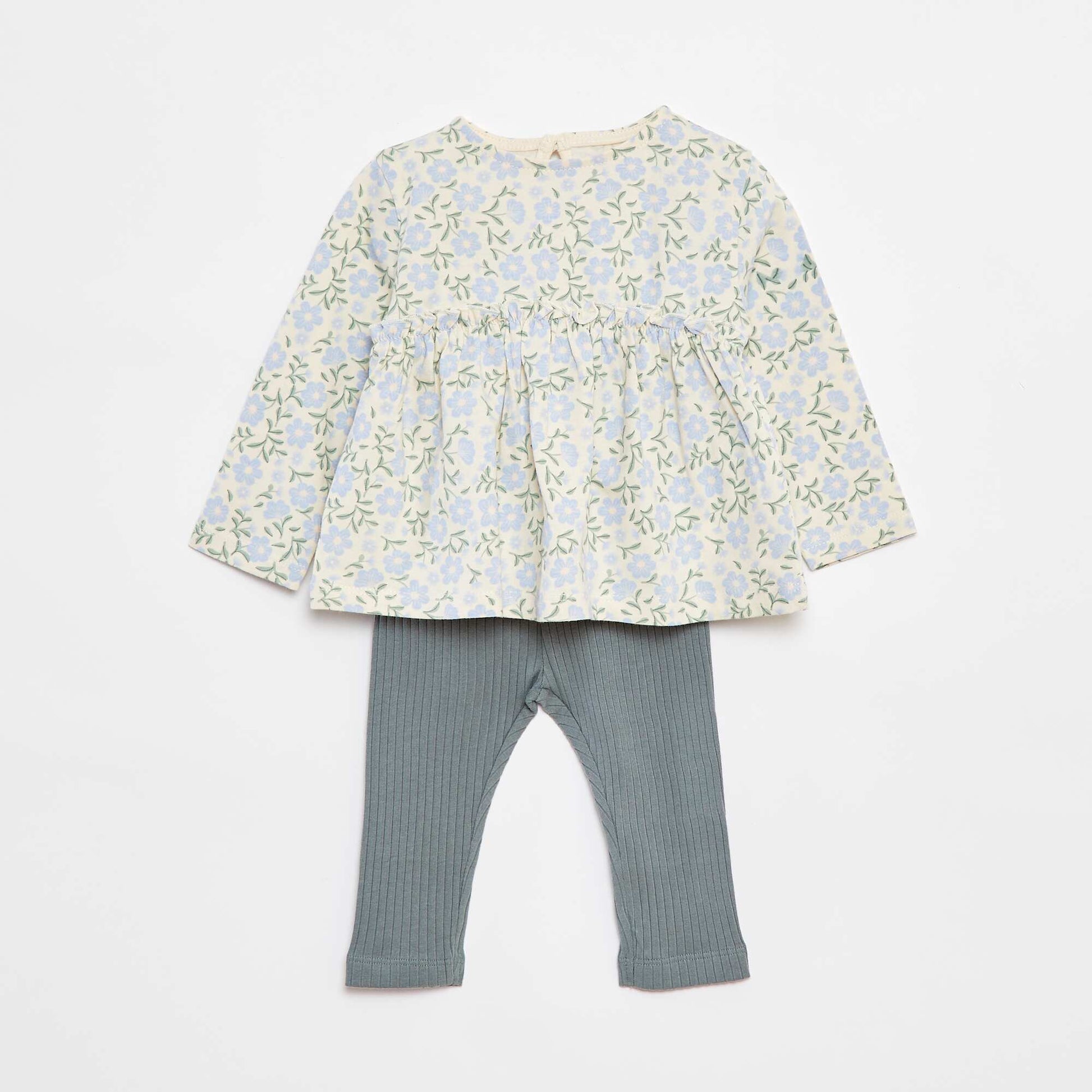Ensemble t-shirt + legging côtelé - 2 pièces BLANC