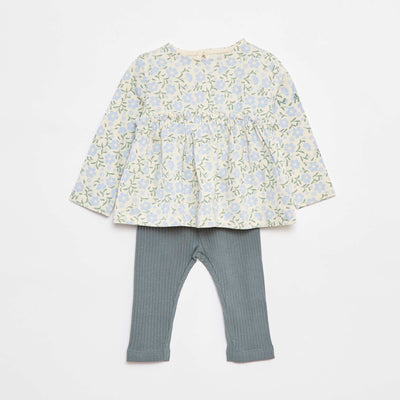 Ensemble t-shirt + legging côtelé - 2 pièces BLANC
