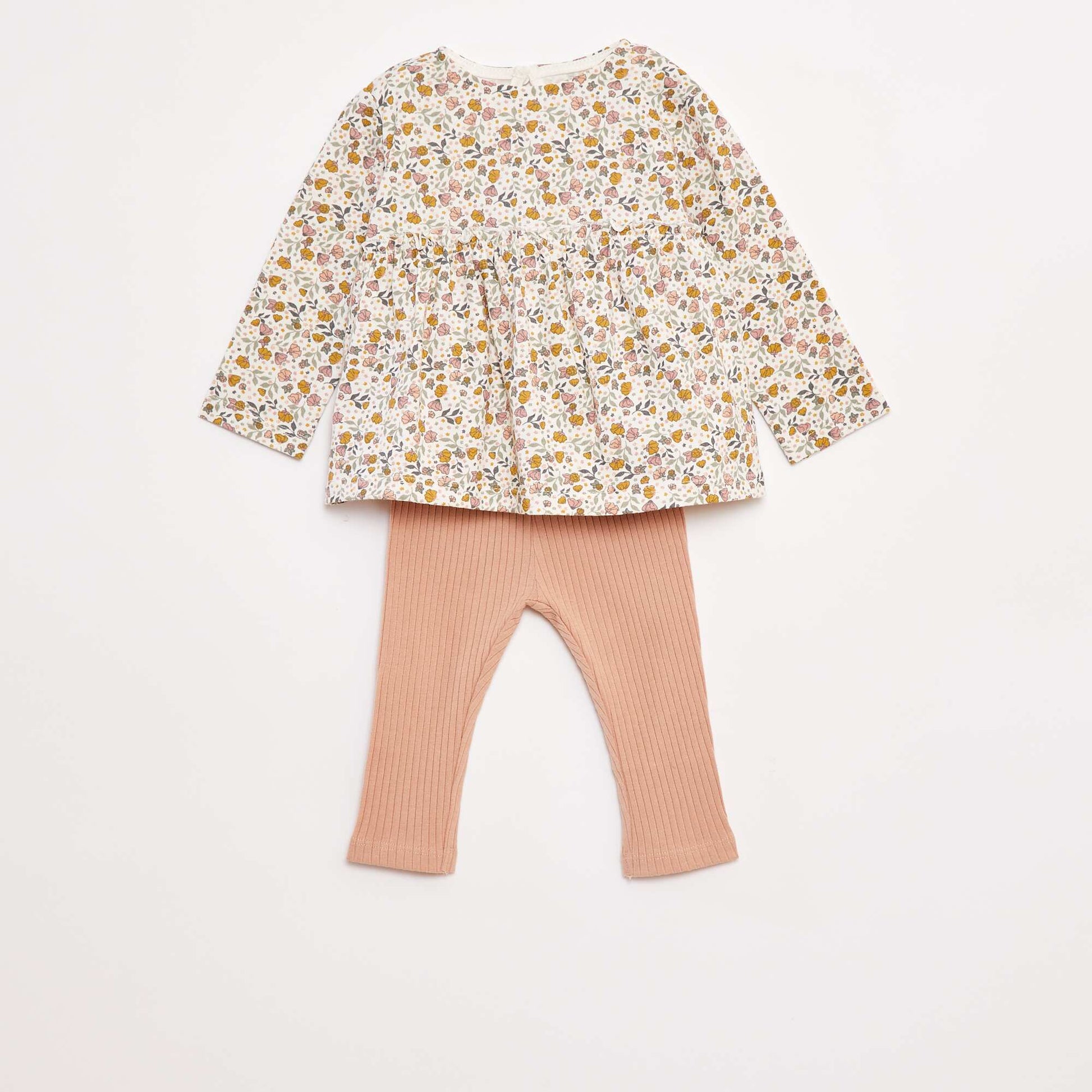 Ensemble t-shirt + legging côtelé - 2 pièces ROSE