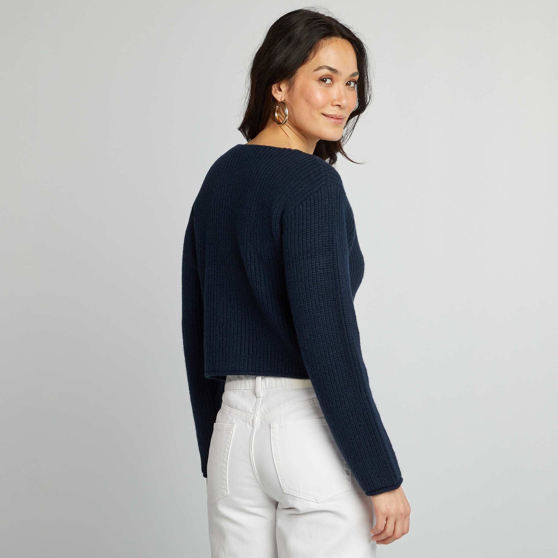 Gilet maille grosse jauge et gros boutons MARINE