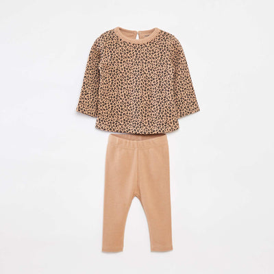 Ensemble t-shirt à manches longues + legging - 2 pièces BEIGE