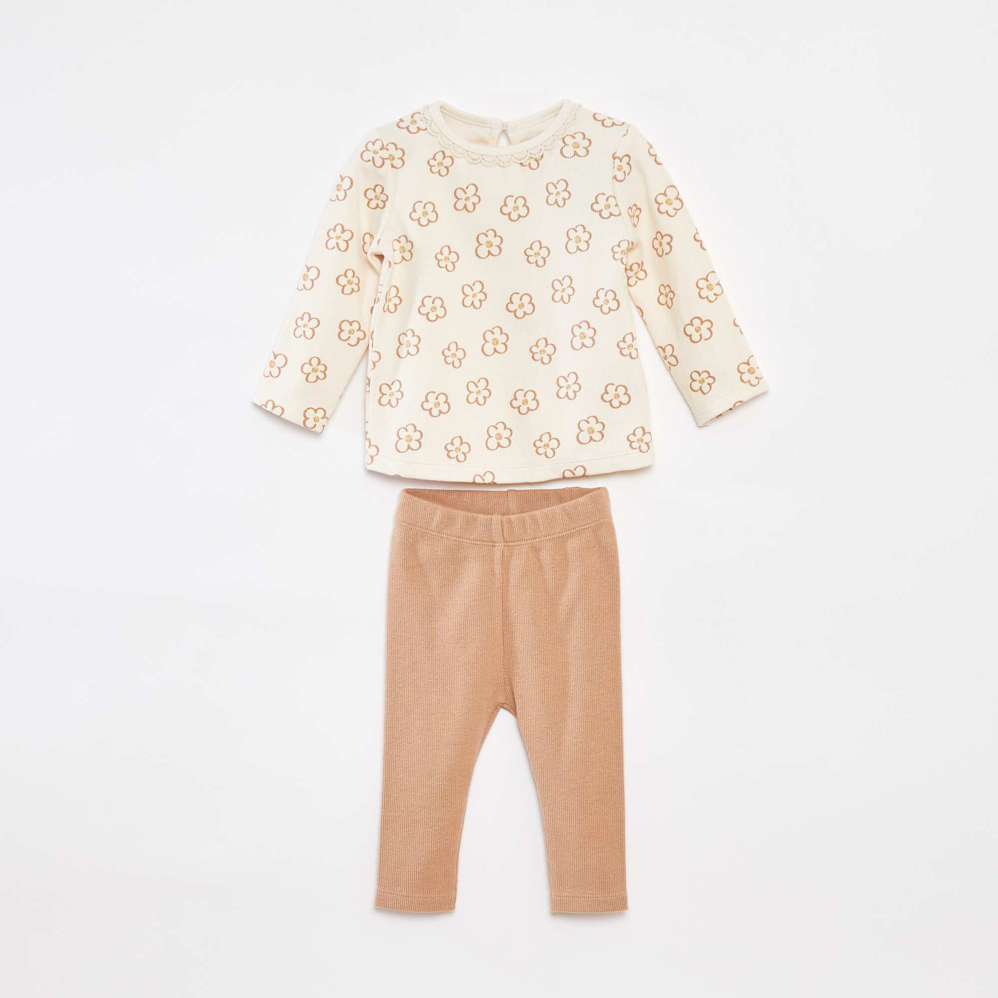 Ensemble t-shirt à manches longues + legging - 2 pièces BLANC